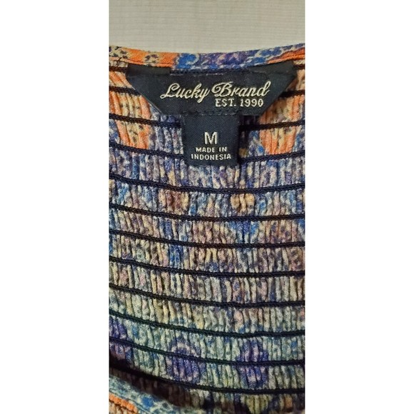 Lucky Brand Womens Shirred Bodice Blouse Size Medium - Picture 2 of 4